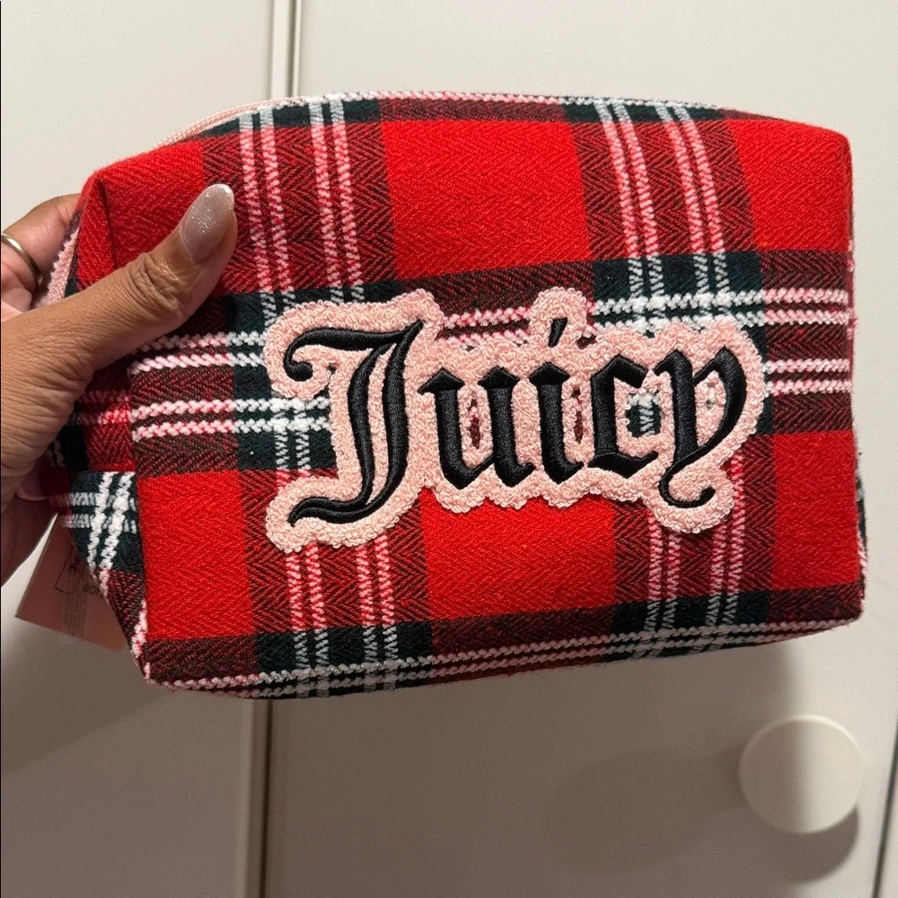 Juicy Couture Red and Black Plaid Pouch